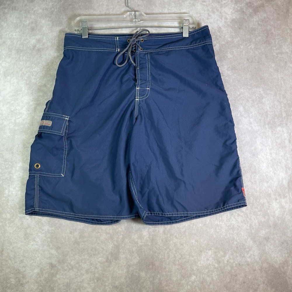 VTG 80s Quicksilver Board Shorts Mens 33 Blue Beach Surf Swim Trunks Gym USA